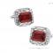 Estate Red Cut Crystal four Point Mount Silver Cufflinks.jpg